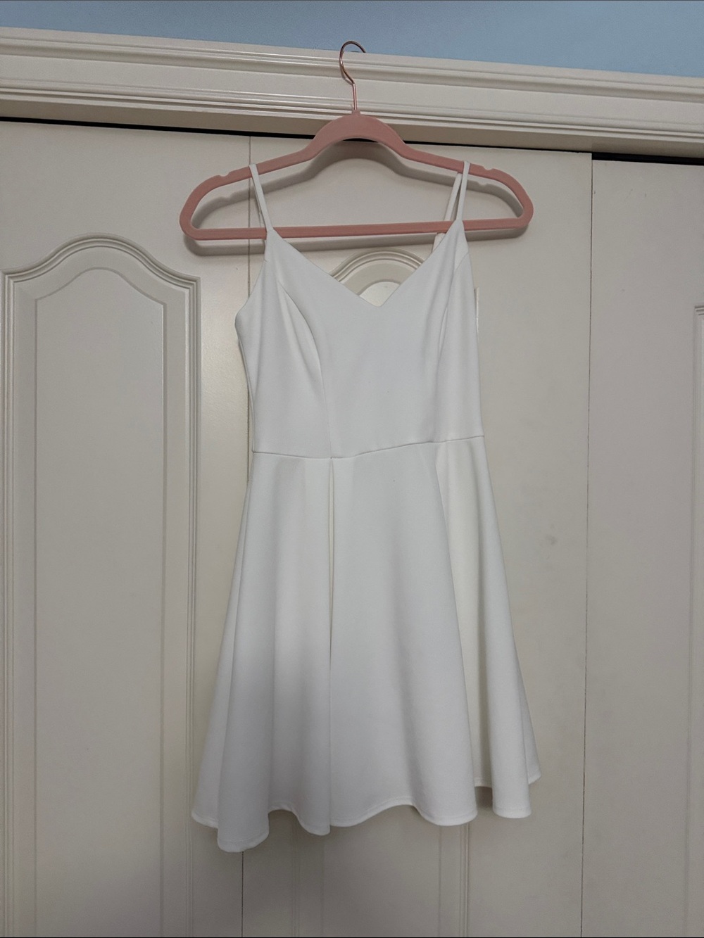 B Darlin White V-Neck Spaghetti Strap Mini Dress